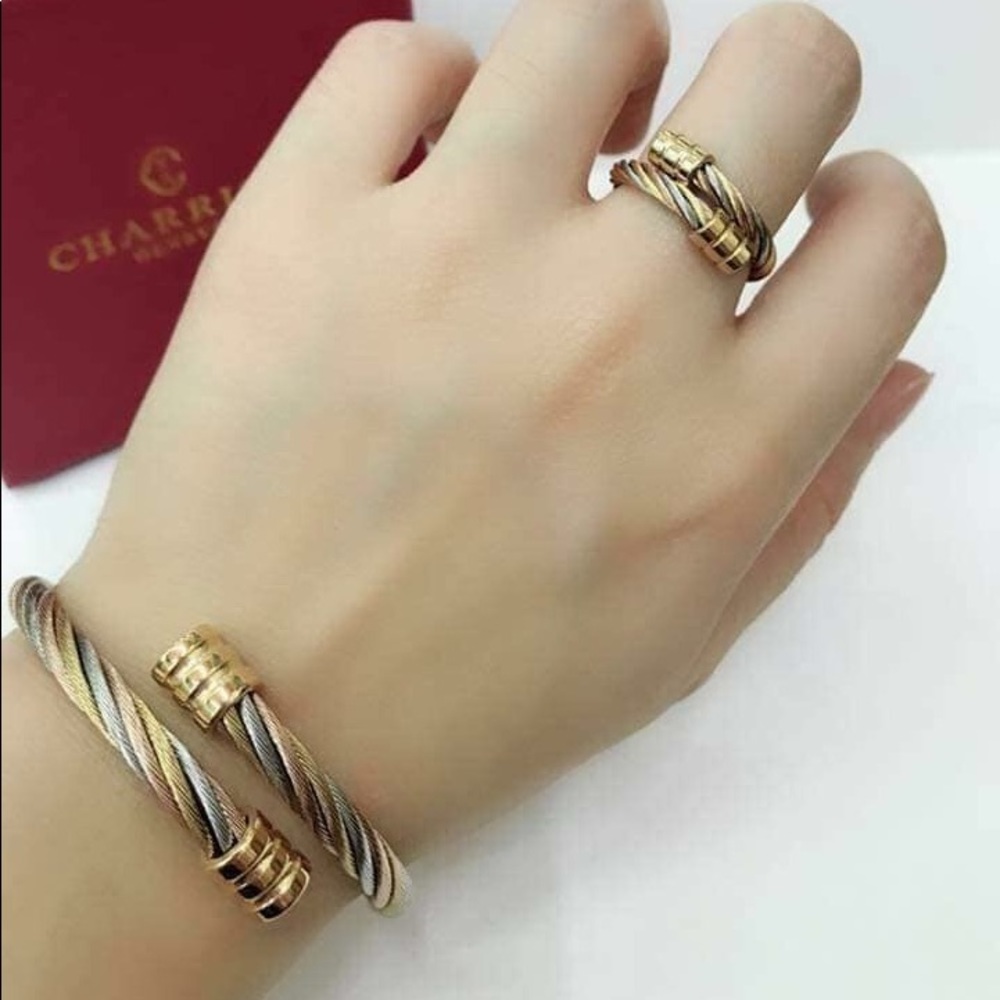 Tri-color bracelet and ring